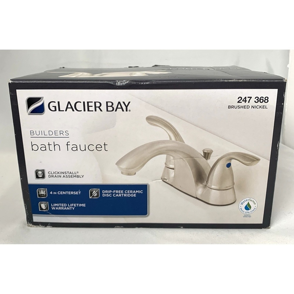 Glacier Bay Builders Bath Faucet Brushed Nickel 4 inch Centerset #247 368